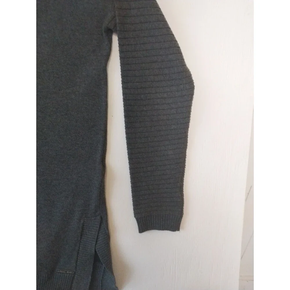 Michael Kors Gray/Navy Cotton Pullover Sweater Women's Sm. Crew Long Sleeve